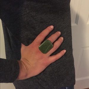 Large Jade and copper ring, size 8/9